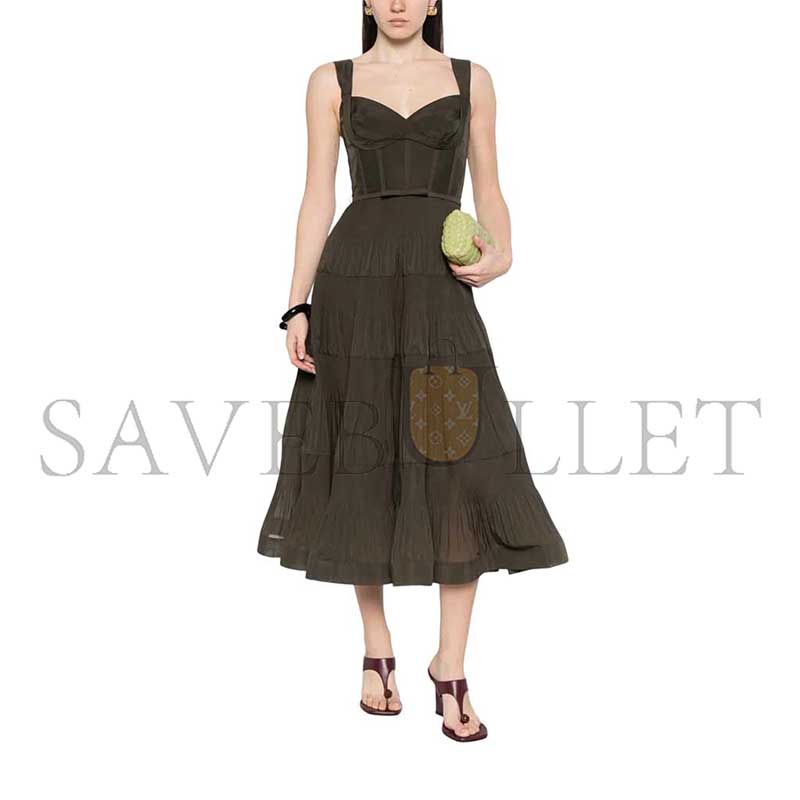 ZIMMERMANN PLEATED DRAPED MIDI DRESS 7690DS26R